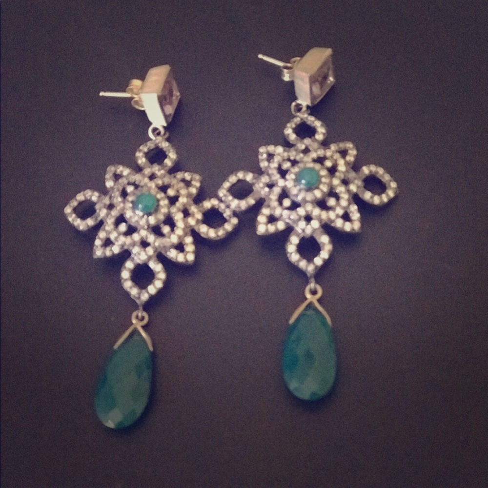 Sterling Silver Earrings with Green Onyx